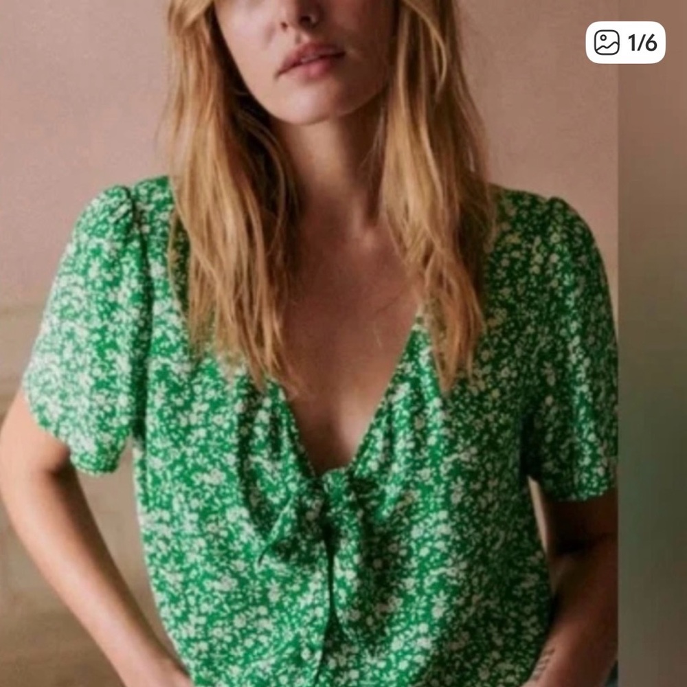 Sezane Eloine Blouse Garden Green - Size 4